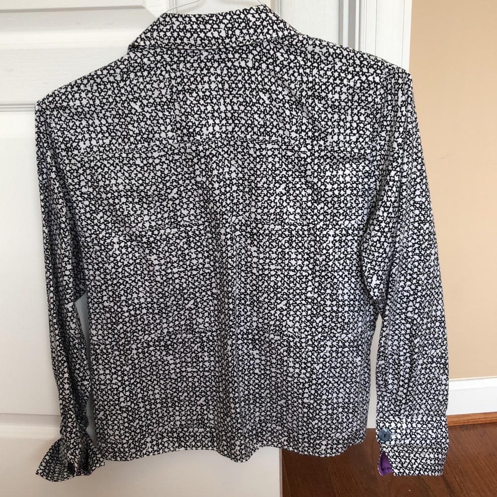 Foxcroft Black and White Button Down Blouse - Picture 9 of 9